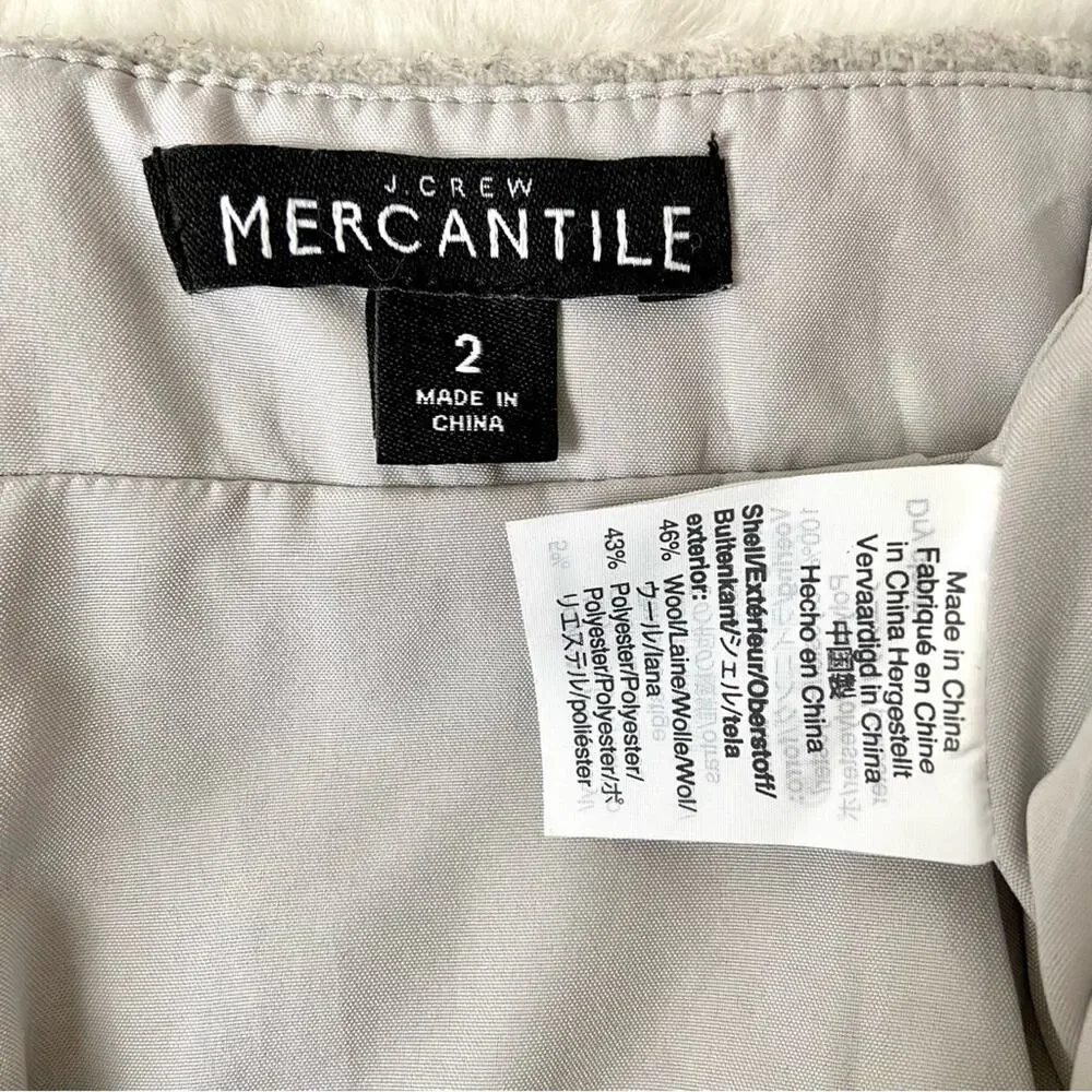 J. Crew Gray Wool Blend Pencil Skirt Size 2